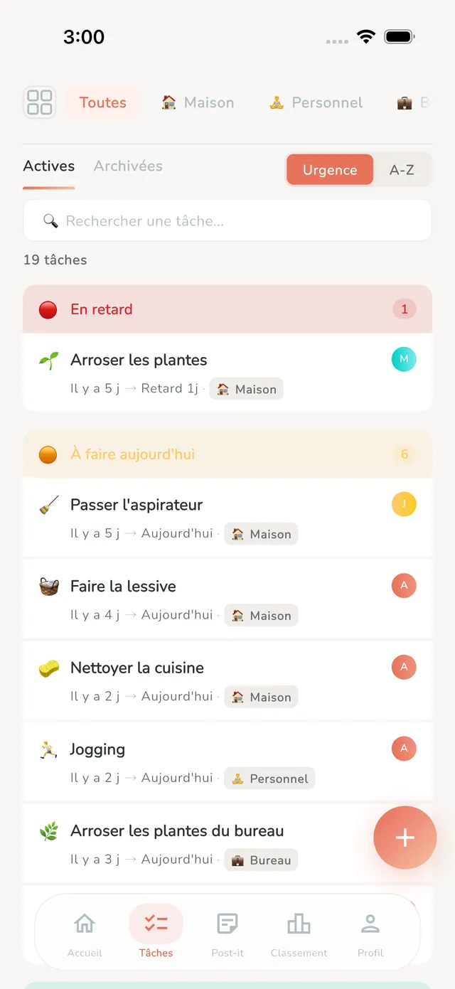 Task list with priority labels